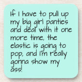 ターコイズの大きな女の子のパンティーズの言葉を楽しむ コースター (正面)