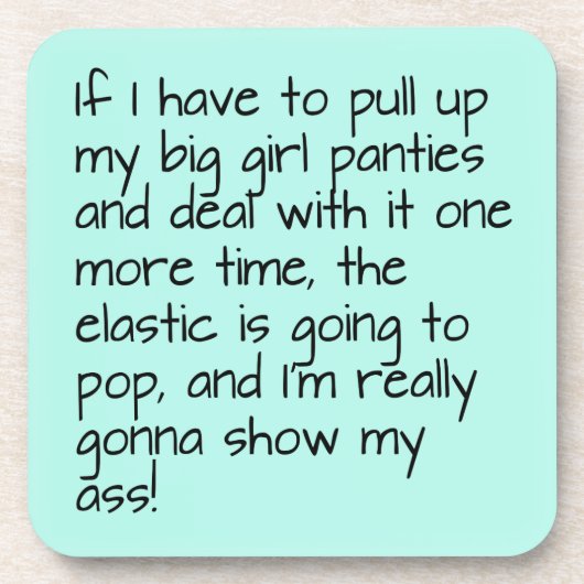 ターコイズの大きな女の子のパンティーズの言葉を楽しむ コースター (正面)