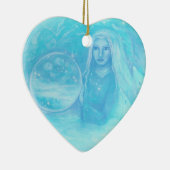 ターコイズの天使wの対のベビーのクリスマスのオーナメント セラミックオーナメント (右)