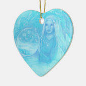 ターコイズの天使wの対のベビーのクリスマスのオーナメント セラミックオーナメント (左)