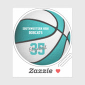 ターコイズの女子チームの白いバスケットボールの色 シール (シート)