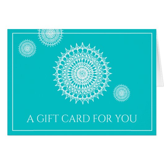 ターコイズの宇宙の白い曼荼羅のシンボル (正面横)