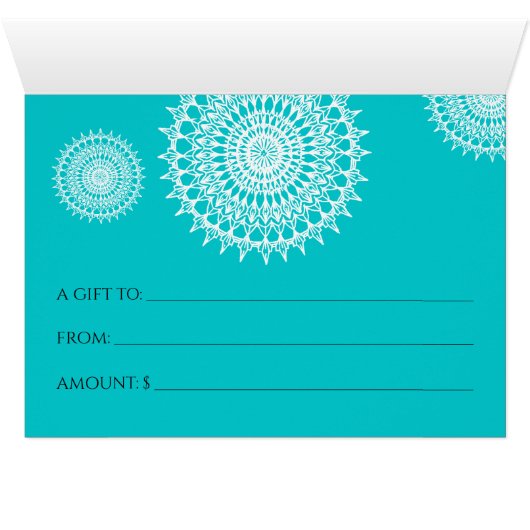 ターコイズの宇宙の白い曼荼羅のシンボル (内部横(下))