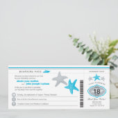 ターコイズの巡航のヒトデの搭乗券の結婚式 招待状 (スタンド正面)