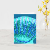 ターコイズの帆立貝の海の貝、メッセージカード カード (黄色い花)