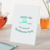 ターコイズの帽子に名前の日付でAprès-skiバチェラー・パーティー 台座サイン (インサイチュ)