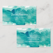 ターコイズの抽象的な水彩画のしぶきの名刺 名刺 (正面/裏面)