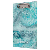 ターコイズの抽象芸術のペンキは芸術のモノグラムを注ぎます クリップボード (左)