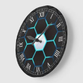 ターコイズの抽象芸術 ラージ壁時計 (傾斜)