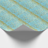 ターコイズの星は包装紙を縞で飾ります ラッピングペーパー (角)