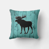 ターコイズの木製のティール(緑がかった色)によって風化させる納屋|の素朴なアメリカヘラジカ クッション (裏面)