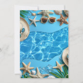 ターコイズの楽しいサマー プールパーティー 招待状 (裏面)