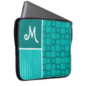 ターコイズの正方形; レトロの正方形 ラップトップスリーブ (正面右)