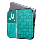 ターコイズの正方形; レトロの正方形 ラップトップスリーブ (正面左)