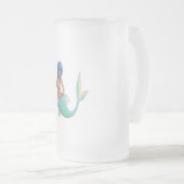 ターコイズの毛および尾を搭載する人魚 フロストグラスビールジョッキ (正面右)