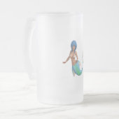 ターコイズの毛および尾を搭載する人魚 フロストグラスビールジョッキ (正面左)