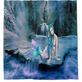 ターコイズの毛を搭載する人魚 シャワーカーテン (正面)