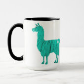 ターコイズの毛皮で覆われたラマのマグ マグカップ (左)