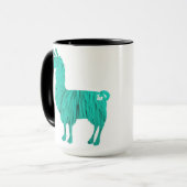 ターコイズの毛皮で覆われたラマのマグ マグカップ (正面左)