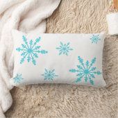 ターコイズの水の青い雪片の冬のLumbarの枕 ランバークッション (ブランケット)