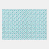 ターコイズの水彩クリスマスボールとスノーフレーク ラッピングペーパーシート (正面3)