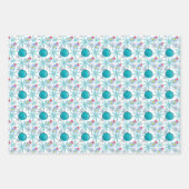 ターコイズの水彩クリスマスボールとスノーフレーク ラッピングペーパーシート (正面)