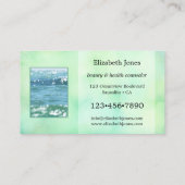 ターコイズの水彩抽象芸術あなたの写真 名刺 (裏面)