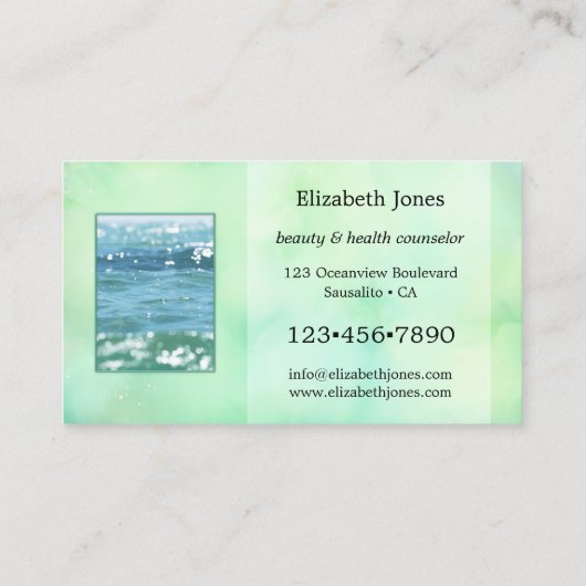 ターコイズの水彩抽象芸術あなたの写真 名刺 (裏面)