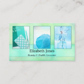 ターコイズの水彩抽象芸術あなたの写真 名刺 (正面)