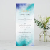 ターコイズの水彩画のメニューまたはプログラム・カード メニュー (スタンド正面)