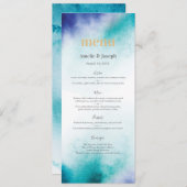 ターコイズの水彩画のメニューまたはプログラム・カード メニュー (正面/裏面)