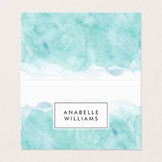 ターコイズの水彩画のモダンの芸術家 名刺 (外部フラット)