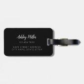 ターコイズの水彩画のモノグラム ラゲッジタグ (裏面横)