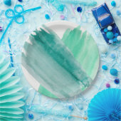 ターコイズの水彩画の紙皿 ペーパープレート (パーティー)