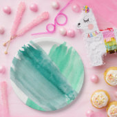 ターコイズの水彩画の紙皿 ペーパープレート (パーティー)