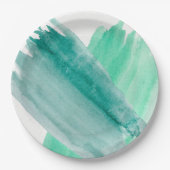 ターコイズの水彩画の紙皿 ペーパープレート (正面)
