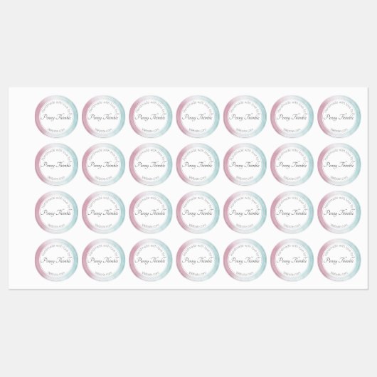 ターコイズの水彩画のombréへのピンク ラベル (シート)