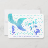 ターコイズの水彩画 アンダーザシー人魚の感謝 招待状 (正面)