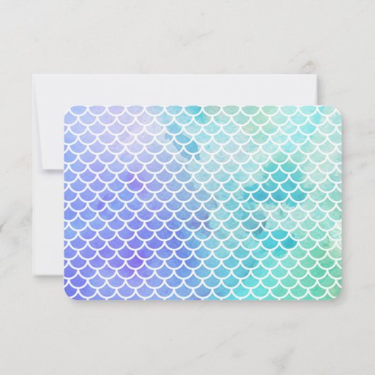 ターコイズの水彩画  マーメイドの海の下の感謝 招待状 (裏面)