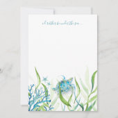 ターコイズの水彩 カメ ノートカード (正面)