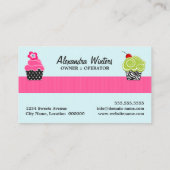 ターコイズの水玉模様のカップケーキのベーカリー 名刺 (裏面)