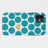 ターコイズの水玉模様のグリッターのハートのiPhone Case-Mate iPhoneケース (裏面(横))