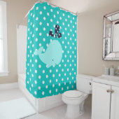 ターコイズの水玉模様の海の水のクジラ シャワーカーテン (インサイチュ)