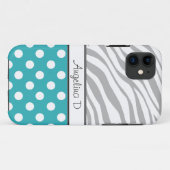 ターコイズの水玉模様の灰色のシマウマのプリントのiPhone 5の箱 Case-Mate iPhoneケース (裏面(横))