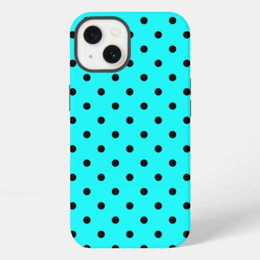 ターコイズの水玉背景 iPhoneケース (裏面)