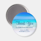 ターコイズの海でのトロピカルビーチウェディングのお礼 マグネット (正面/裏面)