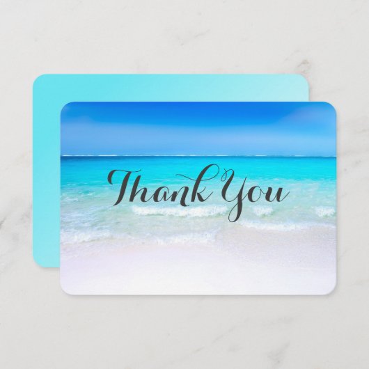 ターコイズの海でのトロピカルビーチウェディングのお礼 招待状 (正面/裏面)