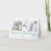 ターコイズの海とグリーティング シーシェル オーナメントの写真 シーズンカード (正面)