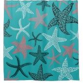 ターコイズの海のヒトデ シャワーカーテン (正面)