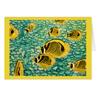 ターコイズの海の水彩画の熱帯魚
